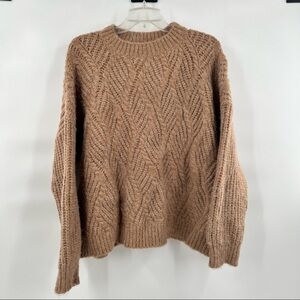 Net 153 brown knit sweater long sleeve mock neck top size M/L